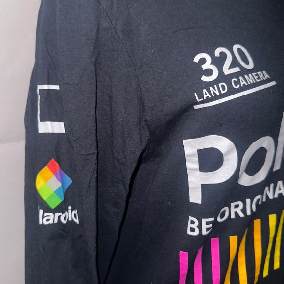 Polaroid Black Long Sleeve Tee with Rainbow Logo unisex size small - Picture 4 of 5